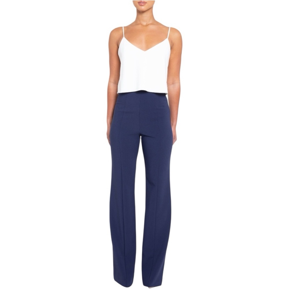 Black Halo Isabella Pants Blue High Waisted Wide Leg Women's Sz 12 - Picture 1 of 6
